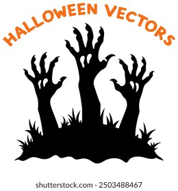 A silhouette of three zombie-like hands emerging from the ground, claw-like fingers reaching upward.