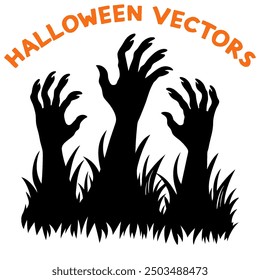 A silhouette of three zombie-like hands emerging from the ground, claw-like fingers reaching upward.