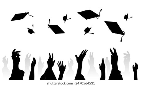 Silhouette throwing a graduation cap Used for decoration, advertising design, websites or publications, banners, posters and brochures.