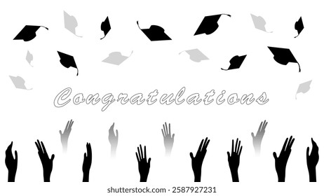 Silhouette throwing a graduation cap Used for decoration, advertising design, websites or publications, banners, posters and brochures.