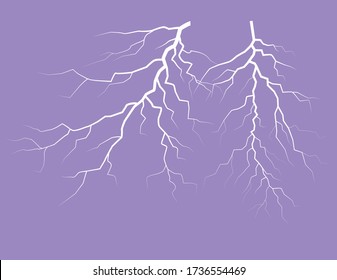 Silhouette Of A Thunder Lightning On A Lilac Background. Vector Illustration