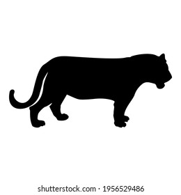 Silhouette tiger black color vector illustration flat style image