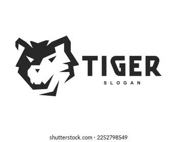 Silhouette tiger head logo design vector
