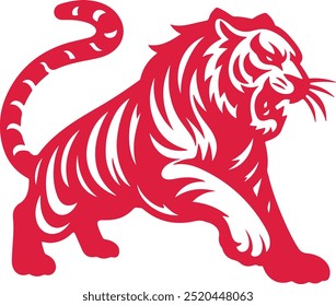 Silhouette Tiger mascot logo in white background