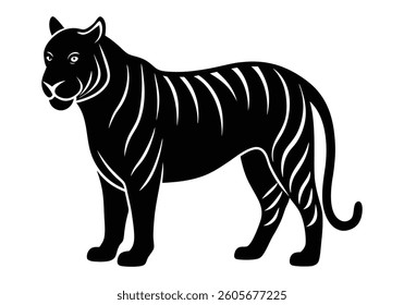 a silhouette tiger in white background