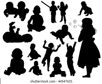 Silhouette toddlers and babies