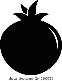 Silhouette of a Tomato A Simple, Bold Vector Illustration of a Classic Garden Vegetable