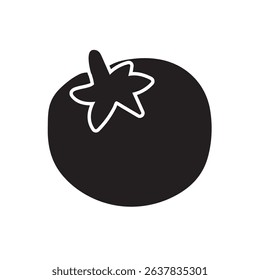 Silhouette of tomato. Vector design. Hand drawn illustration on white background.