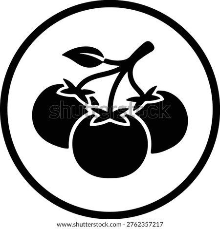 Silhouette Tomatoes on the vine icon symbol vector Illustrator