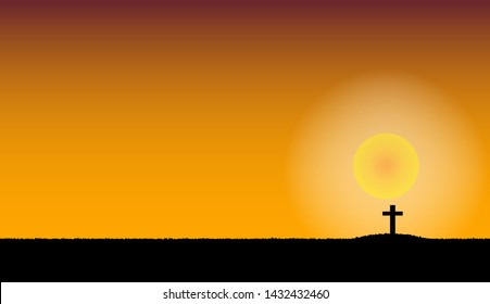 The silhouette of the tomb during the sunset Represents the time when everyone must meet.