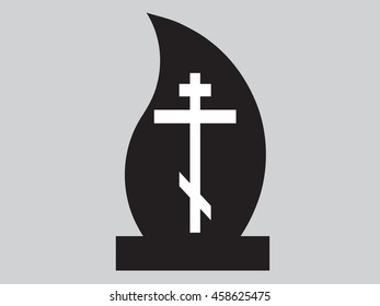 Silhouette of a tombstone with cross.Vector