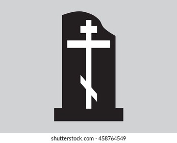 Silhouette of a tombstone with cross.Vector