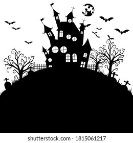 Silhouette of tombstones. crosses and castles. cemetery elements. Vector illustration