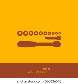 Silhouette tools, wrench icon in flat style. The icons on the theme of building tools. Vector illustration EPS 10.