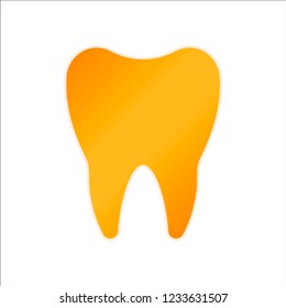 Silhouette of tooth. Simple icon. Orange sign with low light on white background