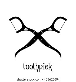 Silhouette of a toothpick on a white background. Dental Hygiene sign. The symbol of healthy teeth. The subject of the dentist profession. Illustration of dental tools. Stock vector