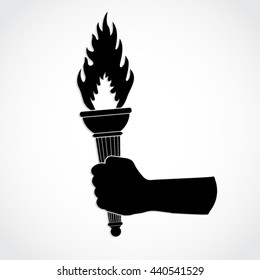 Silhouette Torch Holding Hand Vector Illustration Stock Vector (Royalty ...