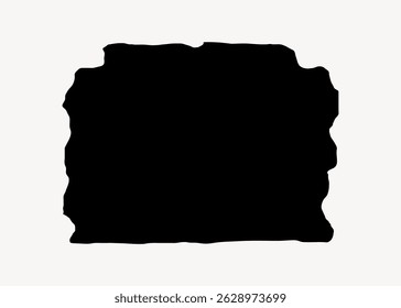 Silhouette of a torn paper sheet with jagged edges on a plain background. The torn paper silhouette creates a striking contrast with its irregular, jagged edges. Background with copy space, vector.