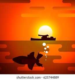 Silhouette of torpedo, the symbolize of the war.