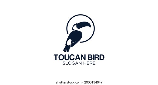 silhouette toucan logo design template