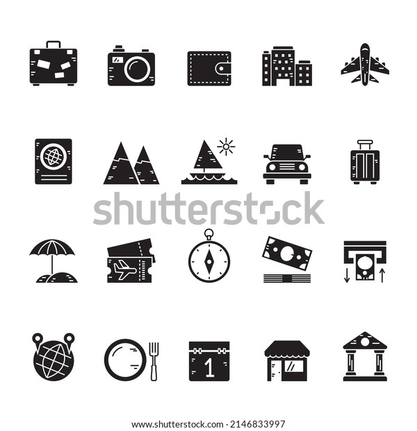 Silhouette\
Tourism and travel icons - vector icon\
set