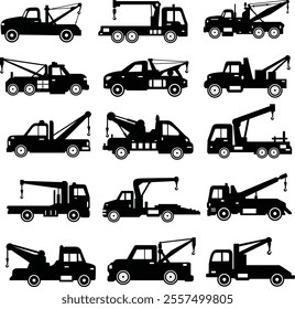 Silhouette Tow Trucks Set Bundle