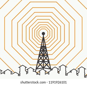 silhouette of tower transmitter