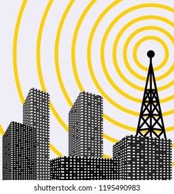silhouette of tower transmitter icon 