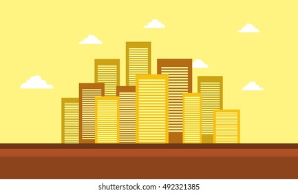 Silhouette of town landscape with yellow backgrounds vector illustration