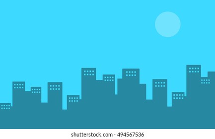 Silhouette of town vector flat illustration collection