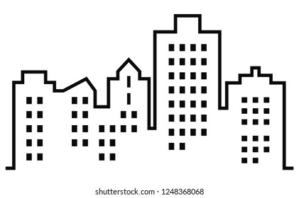 Silhouette of town, vector icon
