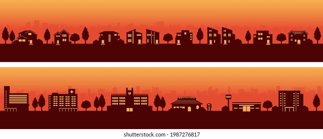 住宅街 シルエット のイラスト素材 画像 ベクター画像 Shutterstock