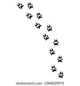 The silhouette of the traces of the, wolf, cat and the vbird. Vector illustration.