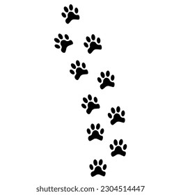 The silhouette of the traces of the, wolf, cat and the vbird. Vector illustration.