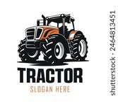 silhouette of a tractor illustration vector with black old tractor on white background	