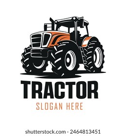 silhouette of a tractor illustration vector with black old tractor on white background	