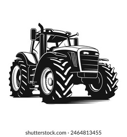 silhouette of a tractor illustration vector with black old tractor on white background	