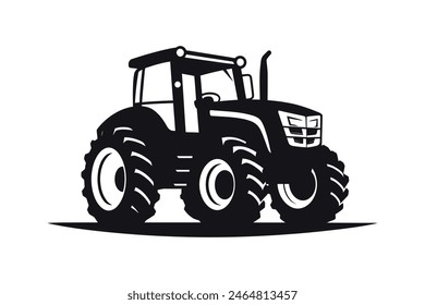 silueta de un tractor ilustración Vector con tractor viejo negro sobre fondo blanco	