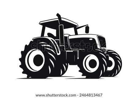 silhouette of a tractor illustration vector with black old tractor on white background	