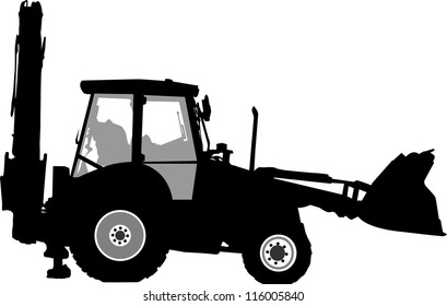 Silhouette of a tractor of road service