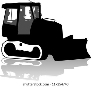 Silhouette of a tractor of road service