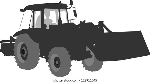 Silhouette of a tractor of road service