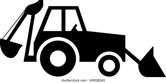 Silhouette of a tractor of road service