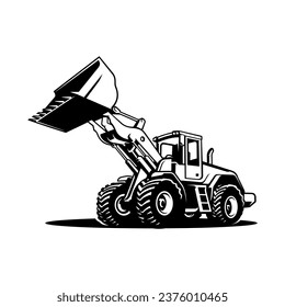 Silhouette of tractor vector illustration