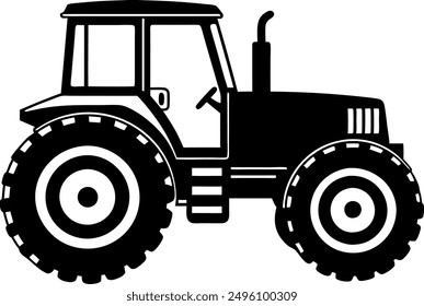 silhouette of a Tractor with white background