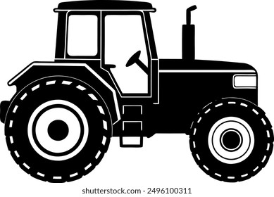 silhouette of a Tractor with white background