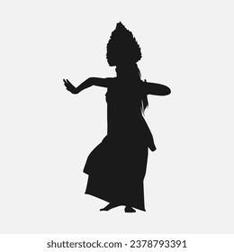 Silhouette of traditional Balinese female dancer. Vector illustration.