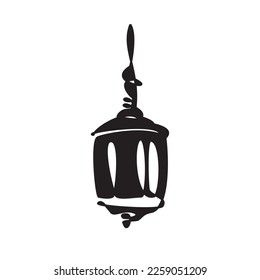 Silhouette of traditional lantern middle eastern style. Ramadan night symbol - Muslim icon. Vector illustration of Eid Mubarak, Ramadan Kareem. Classic Lantern icon 2. 