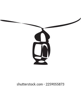 Silhouette of traditional lantern middle eastern style. Ramadan night symbol - Muslim icon. Vector illustration of Eid Mubarak greeting card, Ramadan Kareem theme. Lantern rope icon - 4.  