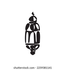 Silhouette of traditional lantern middle eastern style. Ramadan night symbol - Muslim icon. Vector illustration of Eid Mubarak greeting card, Ramadan Kareem theme. Hanging lantern -2. 